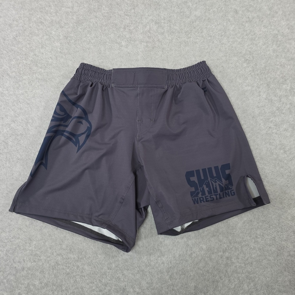 Techfall Wrestling MMA Shorts Adult‎ Sz Medium Salem Hills High Grey  BJJ Pocket